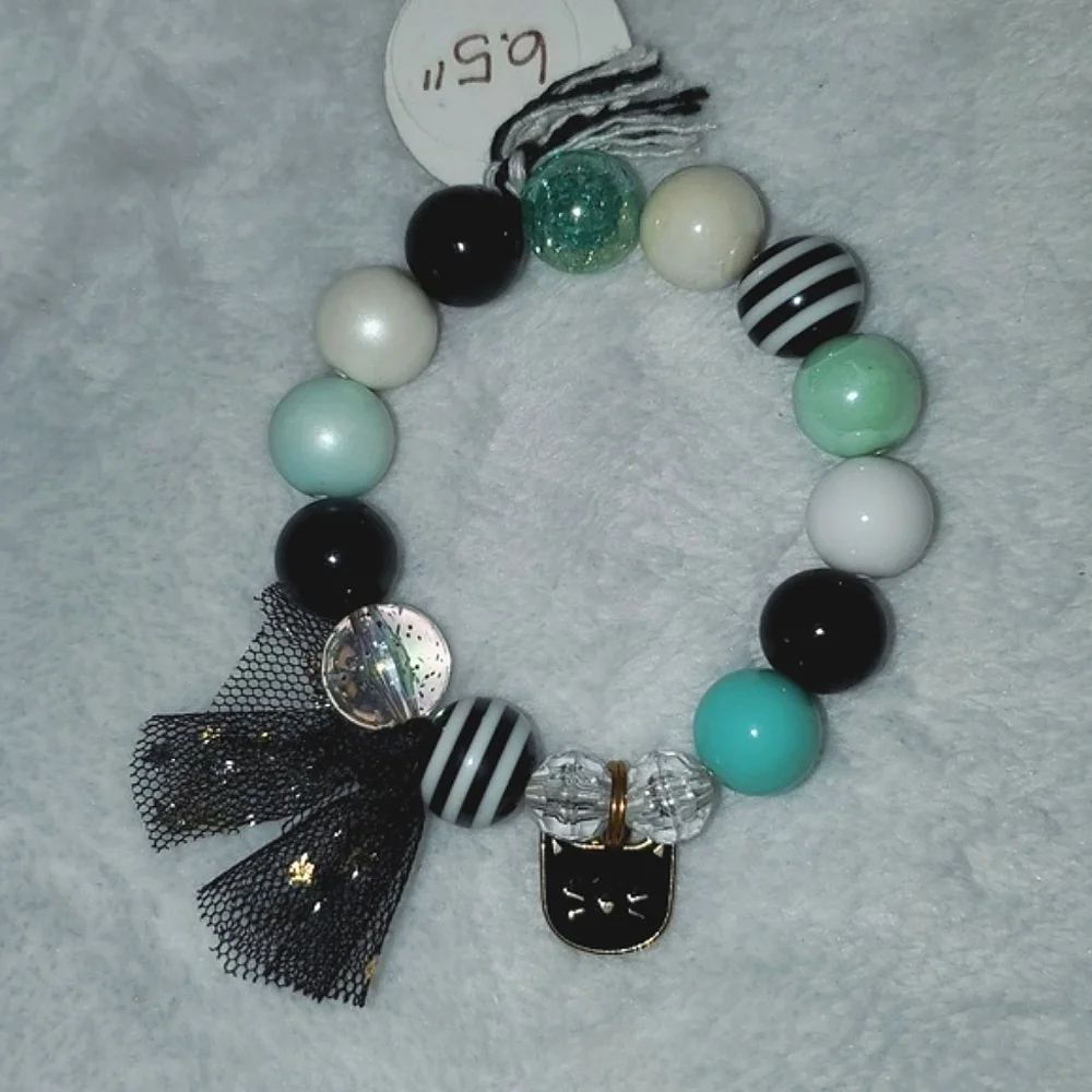 NWT Halloween Cat Charm Bracelet Size Big Kid 6.5